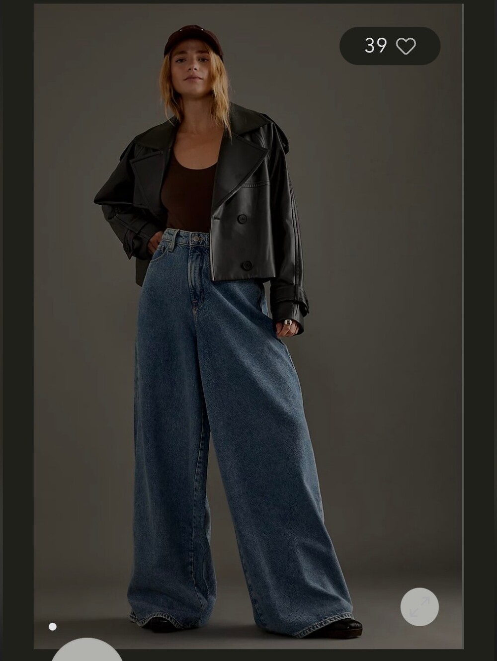 Good American Dark Blue Wide Leg Jeans